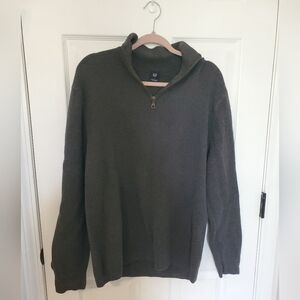 VTG Y2K GAP Men's Dark Gray Quarter Zip-Up Pullover Sweater Grandpacore Size L